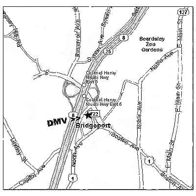 Bridgeport CT DMV map